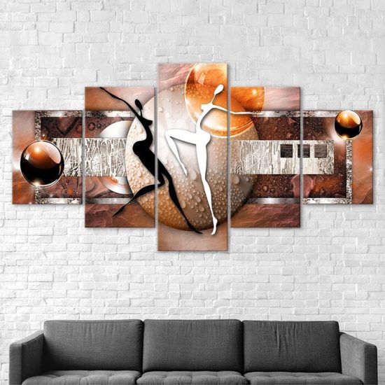 Colourful Figure Ball Dance Abstract Art 5 Piece Five Panel Wall Canvas Print Modern Poster Picture Home Decor 2
