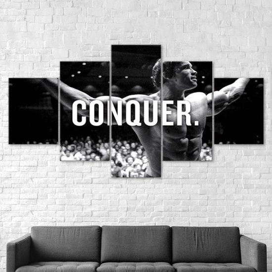 Conquer Bodybuilding Fitness Sport Motivation Poster 5 Piece Five Panel Wall Canvas Print Modern Poster Wall Art Decor 2