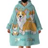 Corgi Fam Hoodie Wearable Blanket WB1053