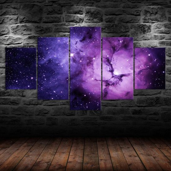 Cosmic Galaxy Nebula Canvas 5 Piece Five Panel Wall Print Modern Art Poster Wall Art Decor 1