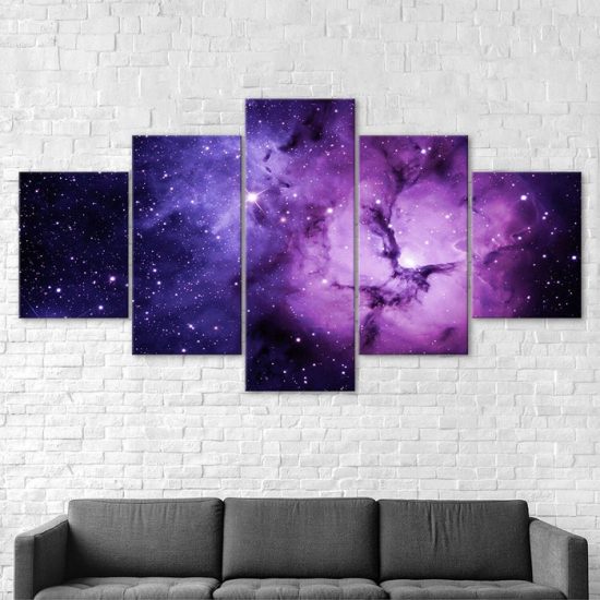 Cosmic Galaxy Nebula Canvas 5 Piece Five Panel Wall Print Modern Art Poster Wall Art Decor 2