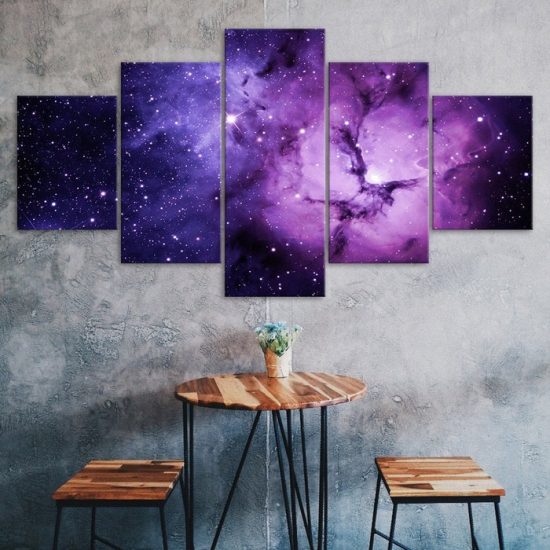 Cosmic Galaxy Nebula Canvas 5 Piece Five Panel Wall Print Modern Art Poster Wall Art Decor
