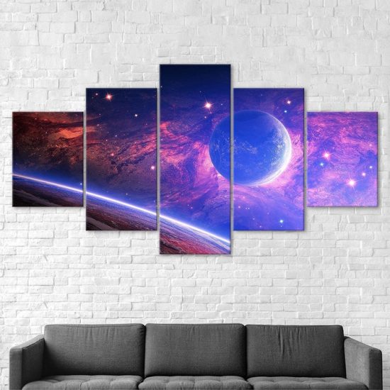 Cosmos Space Magical Universe Scenery 5 Piece Five Panel Canvas Print Modern Poster Wall Art Decor 2