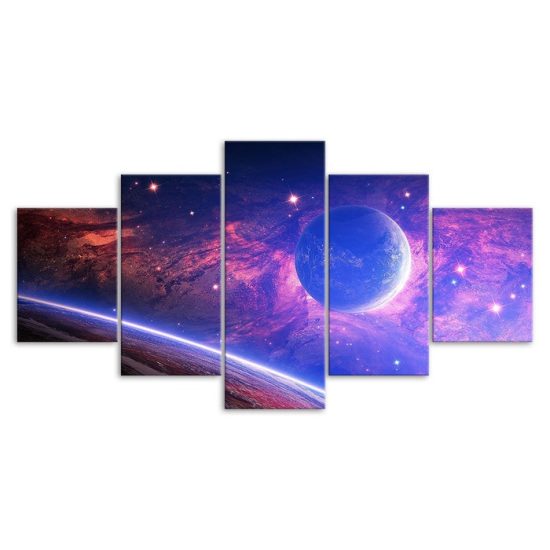 Cosmos Space Magical Universe Scenery 5 Piece Five Panel Canvas Print Modern Poster Wall Art Decor 3