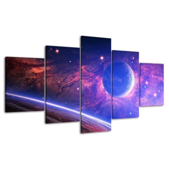 Cosmos Space Magical Universe Scenery 5 Piece Five Panel Canvas Print Modern Poster Wall Art Decor 4