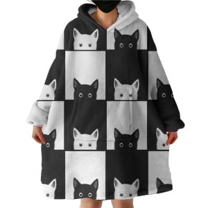 Couple Of Cat Hoodie Wearable Blanket WB0730