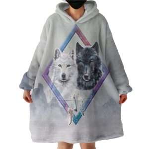 Couple Of Wolf Hoodie Wearable Blanket WB0737