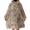 Couple Sunbird and Pink Flowers Hoodie Wearable Blanket WB0370