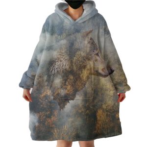 Cozy Forest Wolf Hoodie Wearable Blanket WB0957