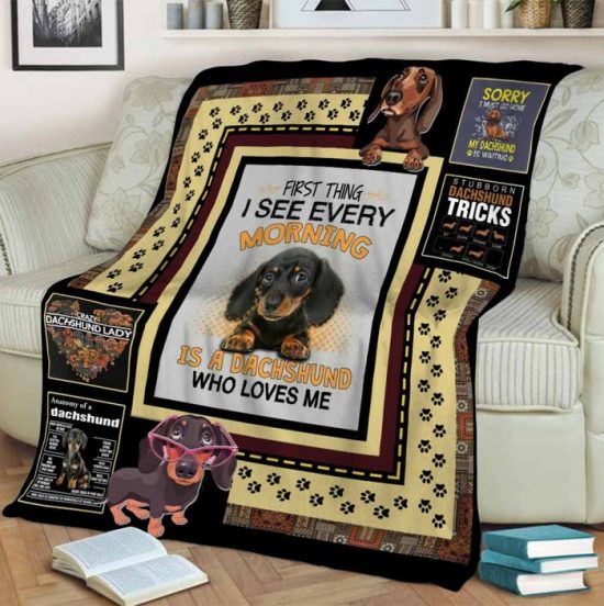 Crazy Dachshund Lady Blanket Sherpa Blanket Fleece Blanket Birthday Gift For Dog Lover Dog Blanket 1