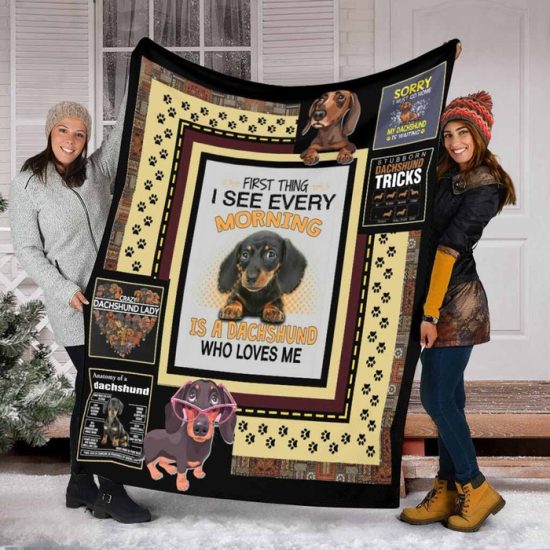 Crazy Dachshund Lady Blanket Sherpa Blanket Fleece Blanket Birthday Gift For Dog Lover Dog Blanket 2