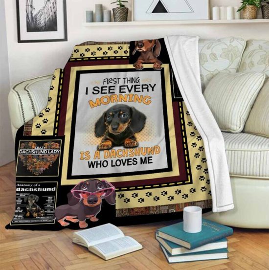 Crazy Dachshund Lady Blanket - Sherpa Blanket Fleece Blanket Birthday Gift For Dog Lover Dog Blanket