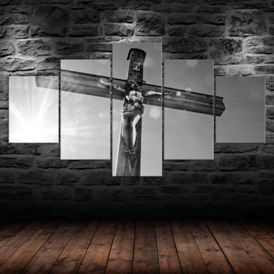 Cross Jesus Christ Religious 5 Piece Five Panel Wall Canvas Print Modern Art Poster Wall Art Decor 1