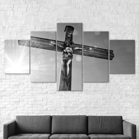 Cross Jesus Christ Religious 5 Piece Five Panel Wall Canvas Print Modern Art Poster Wall Art Decor 2