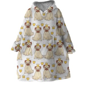 Crowned Pug Hoodie Wearable Blanket WB1168 1