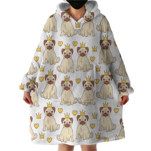 Crowned Pug Hoodie Wearable Blanket WB1168