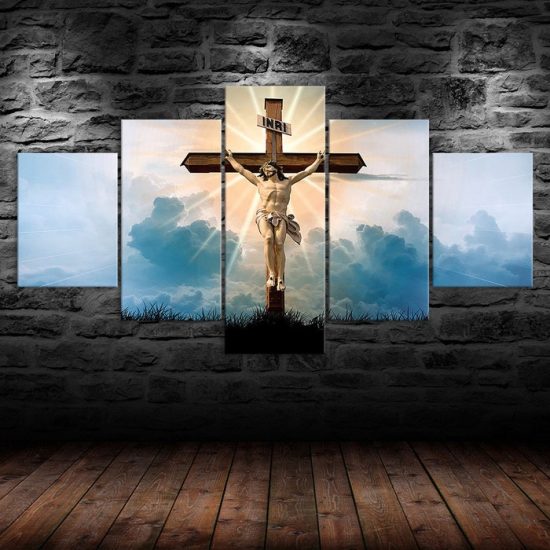 Crucifixion Jesus Christ 5 Piece Five Panel Wall Canvas Print Modern Art Poster Wall Art Decor 1