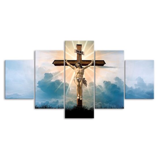 Crucifixion Jesus Christ 5 Piece Five Panel Wall Canvas Print Modern Art Poster Wall Art Decor 3