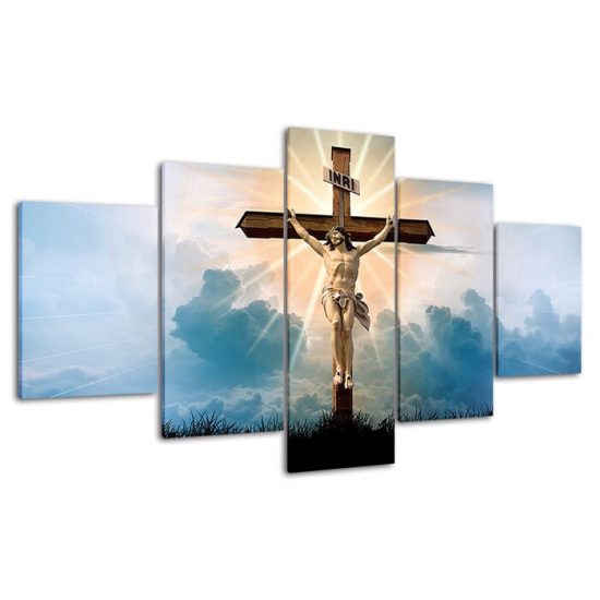 Crucifixion Jesus Christ 5 Piece Five Panel Wall Canvas Print Modern Art Poster Wall Art Decor 4