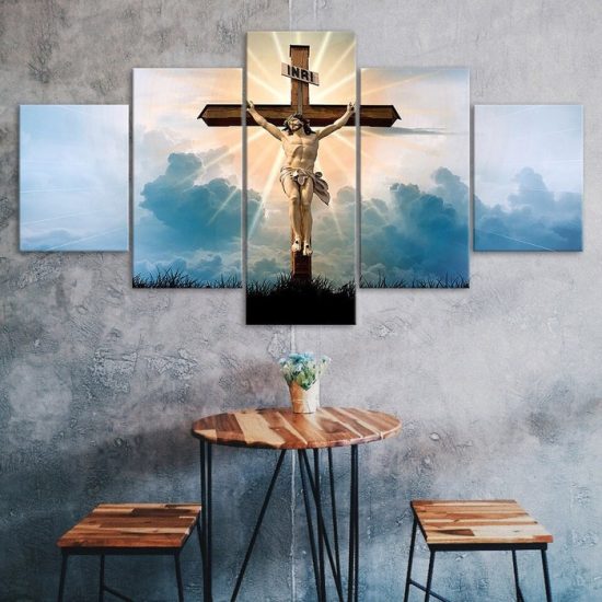 Crucifixion Jesus Christ 5 Piece Five Panel Wall Canvas Print Modern Art Poster Wall Art Decor