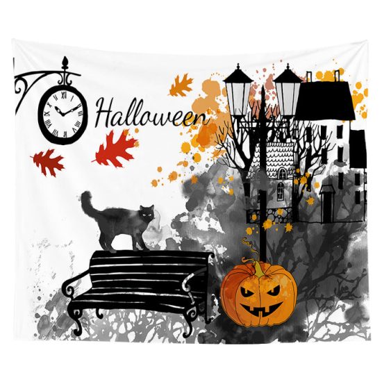 Customized Halloween Tapestry Pumpkin Tapestry Background Cloth Bedroom Wall Decor 4