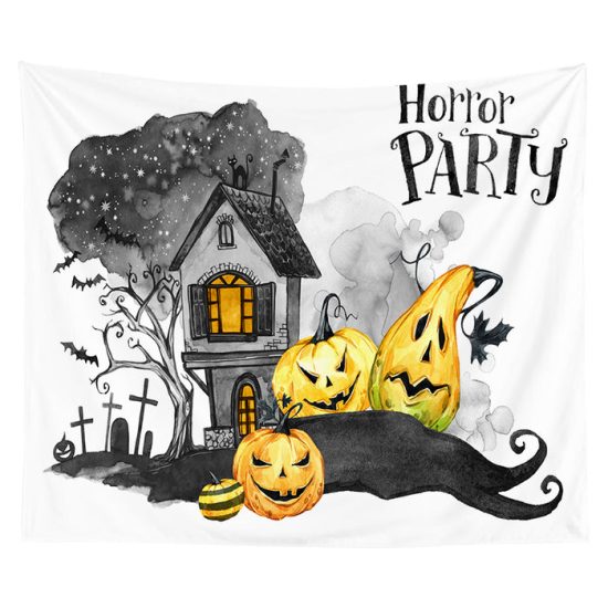 Customized Halloween Tapestry Pumpkin Tapestry Background Cloth Bedroom Wall Decor