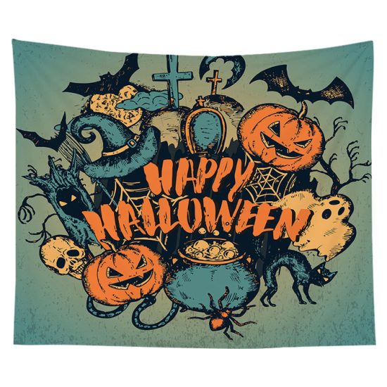 Customized Halloween Tapestry Pumpkin Tapestry Background Cloth Bedroom Wall Decor 8