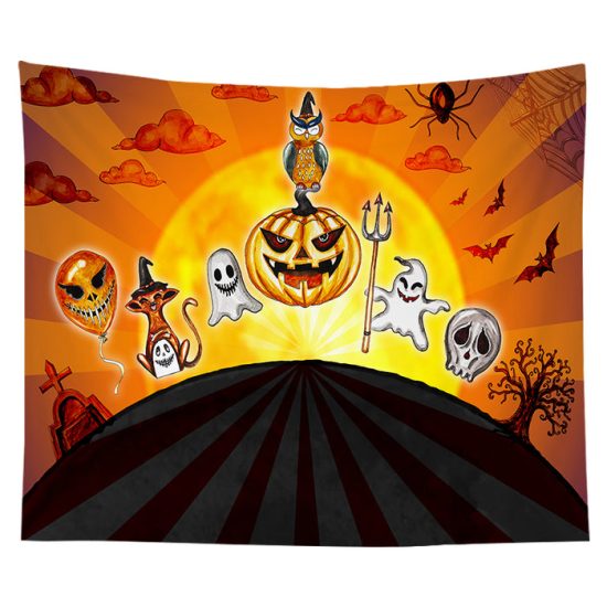 Customized Halloween Tapestry Pumpkin Tapestry Background Cloth Bedroom Wall Decor 9