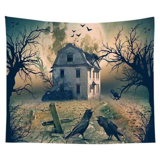Customized Halloween Tapestry Skull Pumpkin Tapestry Background Cloth Bedroom Wall Decor 1