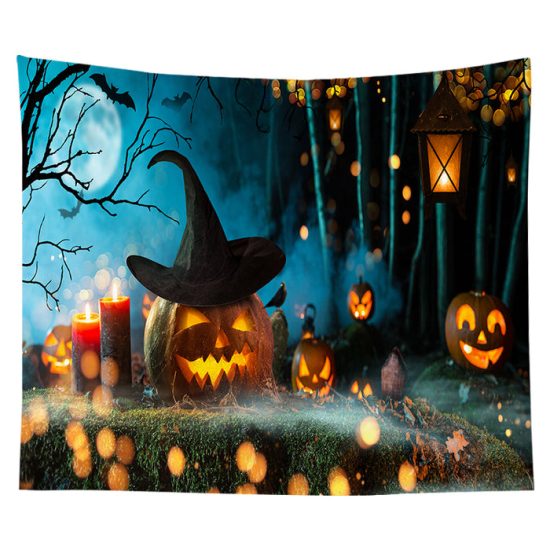 Customized Halloween Tapestry Skull Pumpkin Tapestry Background Cloth Bedroom Wall Decor 12
