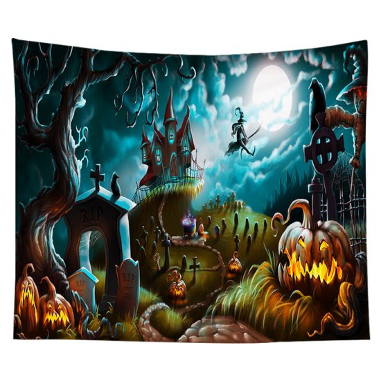 Customized Halloween Tapestry Skull Pumpkin Tapestry Background Cloth Bedroom Wall Decor 13