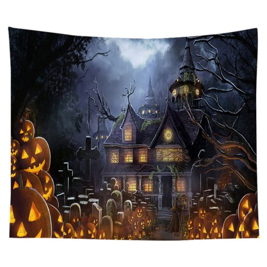 Customized Halloween Tapestry Skull Pumpkin Tapestry Background Cloth Bedroom Wall Decor 6 1
