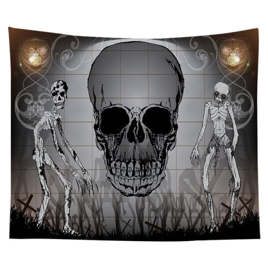 Customized Halloween Tapestry Skull Pumpkin Tapestry Background Cloth Bedroom Wall Decor 8 1