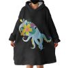 Cute Cartoon Floral Octopus Hoodie Wearable Blanket WB0493