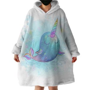 Cute Cartoon Unicorn Whale Hoodie Wearable Blanket WB0457