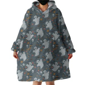 Cute Ghost Halloween Theme Hoodie Wearable Blanket WB0264