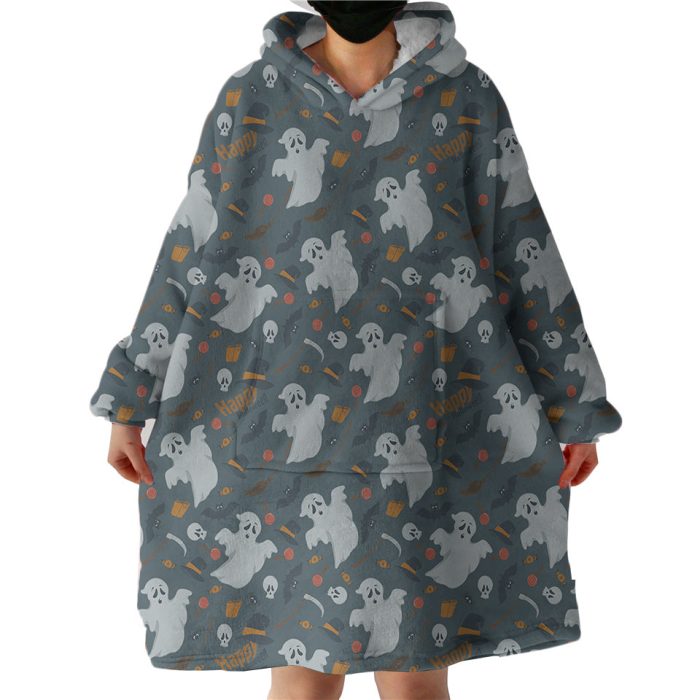 Cute Ghost Halloween Theme Hoodie Wearable Blanket WB0264