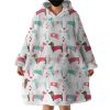 Cute In Love Dachshund Cartoon Hoodie Wearable Blanket WB0544