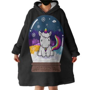 Cute Unicorn in Snow Globe Hoodie Wearable Blanket WB0600