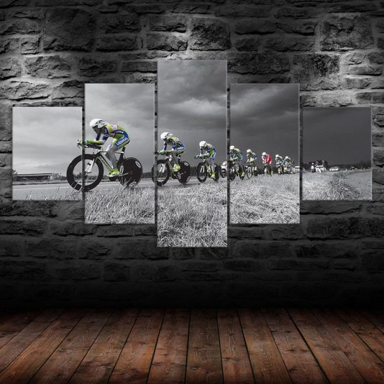 Cycling Race Street Bike Sport Motivation 5 Piece Five Panel Wall Canvas Print Modern Art Poster Wall Art Decor 1