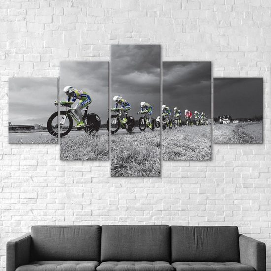 Cycling Race Street Bike Sport Motivation 5 Piece Five Panel Wall Canvas Print Modern Art Poster Wall Art Decor 2