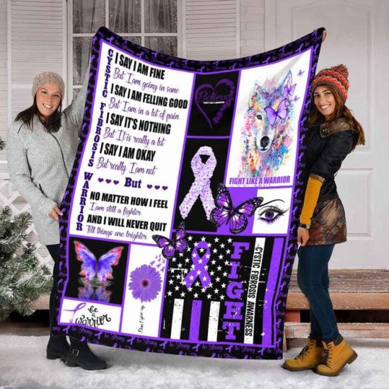 Cystic Fibrosis Warrior Blanket Sherpa Blanket Fleece Blanket Birthday Gift Anniversary Gift 1