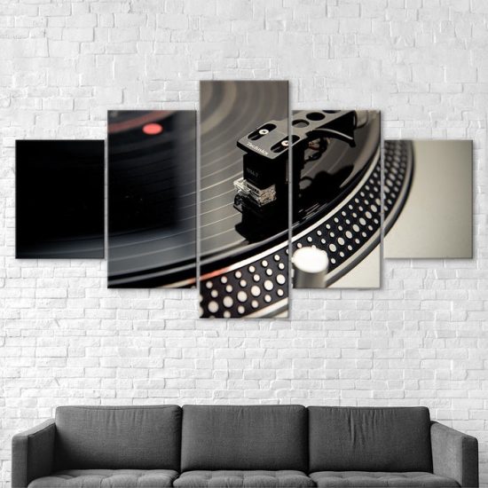DJ Music Instrument Turntable 5 Piece Five Panel Canvas Print Modern Poster Wall Art Decor 2