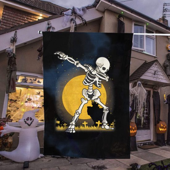 Dabbing Skeleton Costume Dab Halloween Personalized Garden Flag House Flag Double Sided Home Design Outdoor Porch