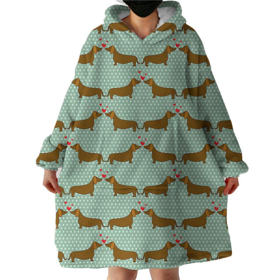 Dachshund Couples Hoodie Wearable Blanket WB0052