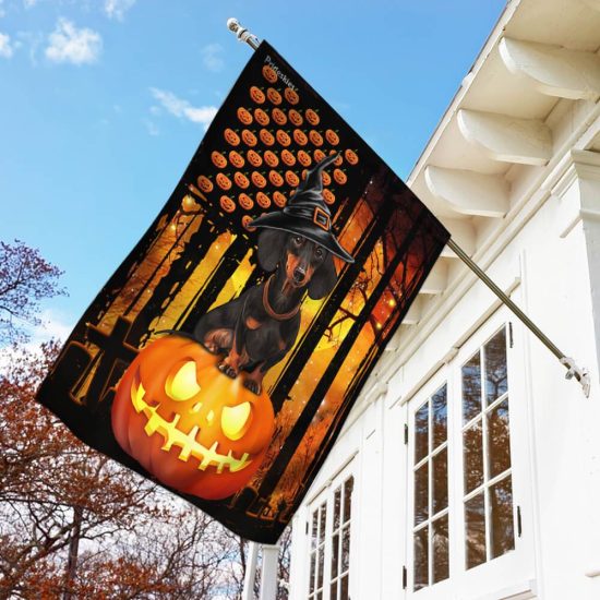 Dachshund Halloween Pumpkin America Personalized Garden Flag House Flag Double Sided Home Design Outdoor Porch