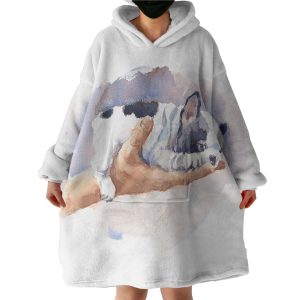 Dairy Pug On Hand Watercolor Painting Hoodie Wearable Blanket WB0695