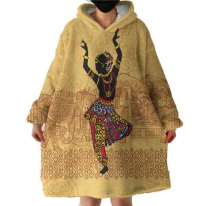 Dancing Egyptian Lady In Aztec Clothes Hoodie Wearable Blanket WB0676