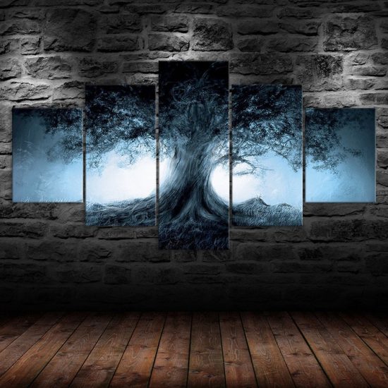 Dark Forest Fantasy Tree Shadow 5 Piece Five Panel Wall Canvas Print Modern Art Poster Wall Art Decor 1