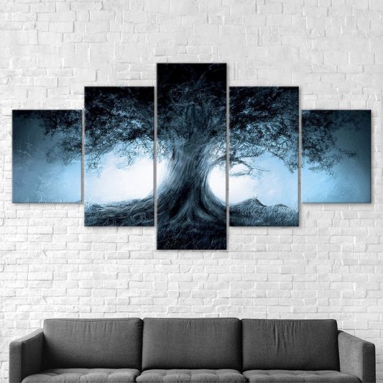 Dark Forest Fantasy Tree Shadow 5 Piece Five Panel Wall Canvas Print Modern Art Poster Wall Art Decor 2